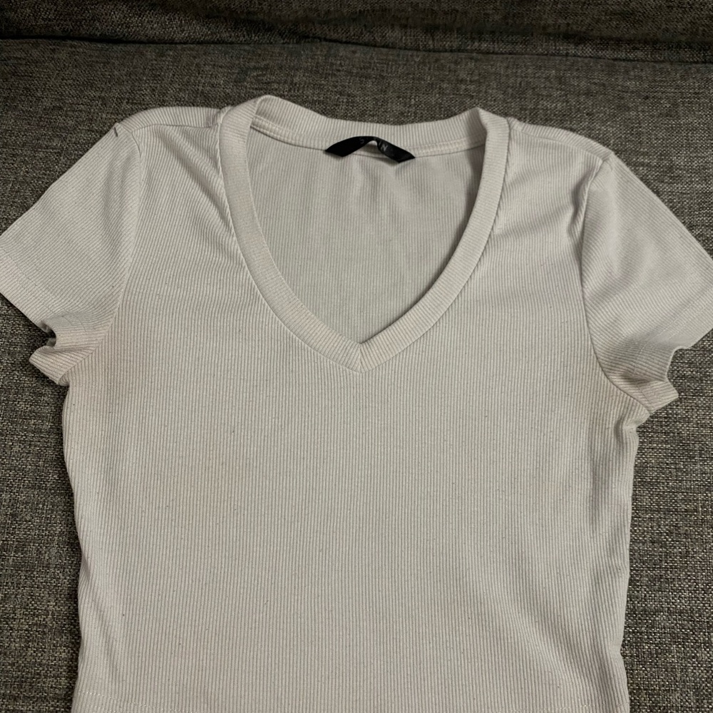 SHEIN White Fitted Crop Top T-Shirt